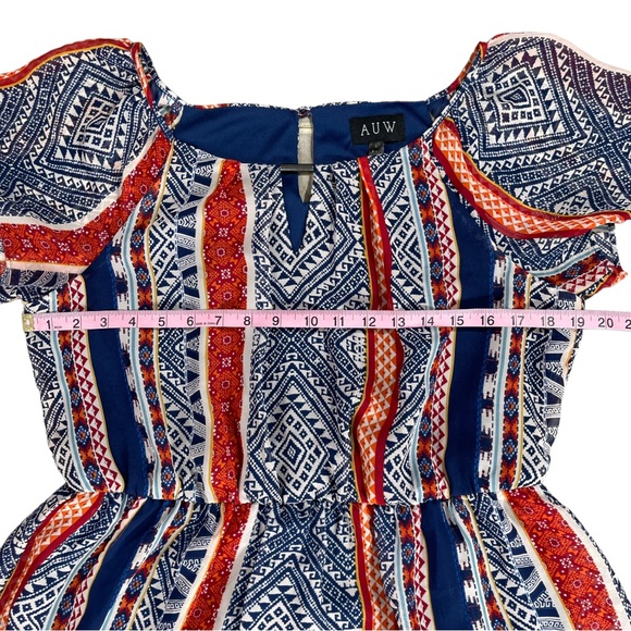 AUW size large red white & blue short sleeve attached slip, keyhole front & back - Picture 9 of 12